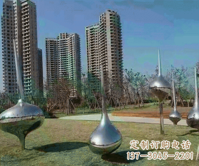 长春小区不锈钢抽象陀螺雕塑