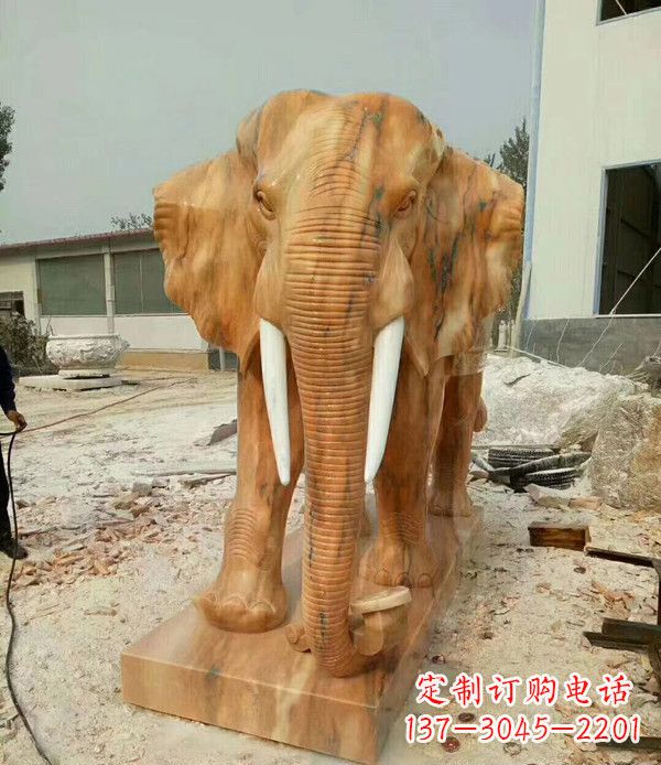 长春大象石雕,招财进宝