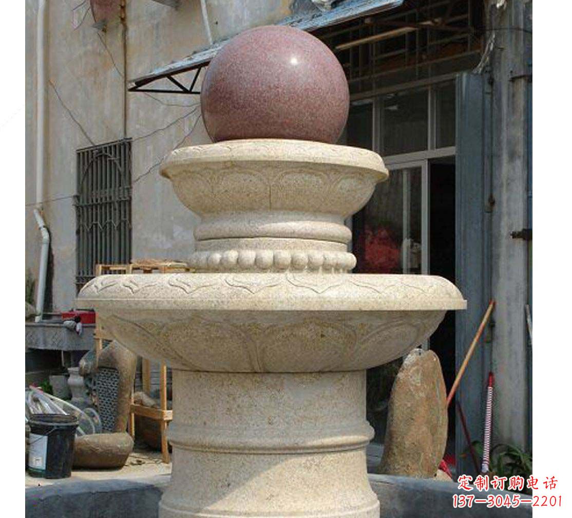 长春别墅景观大理石风水球喷泉雕塑