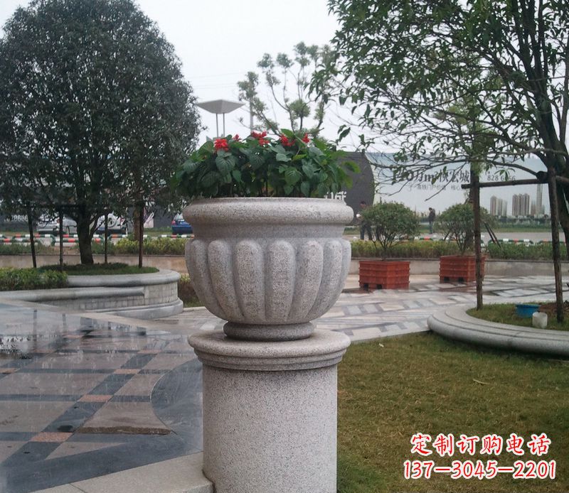 长春别墅景观大理石花盆石雕 (2)