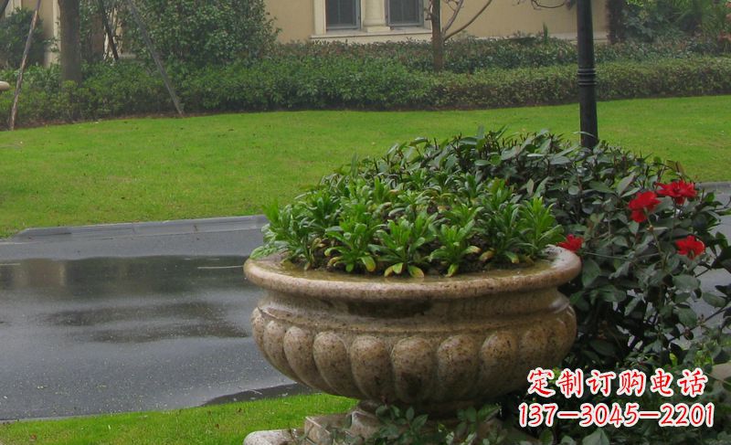 长春别墅景观大理石花盆石雕 (4)