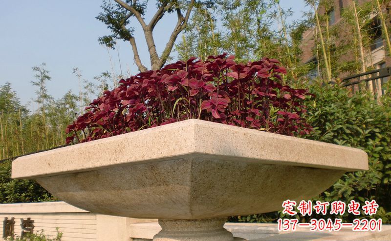 长春别墅景观大理石花盆石雕_1