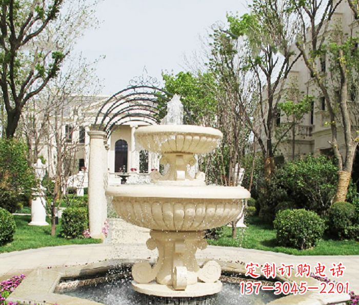 长春精致现代别墅景观汉白玉喷泉石雕