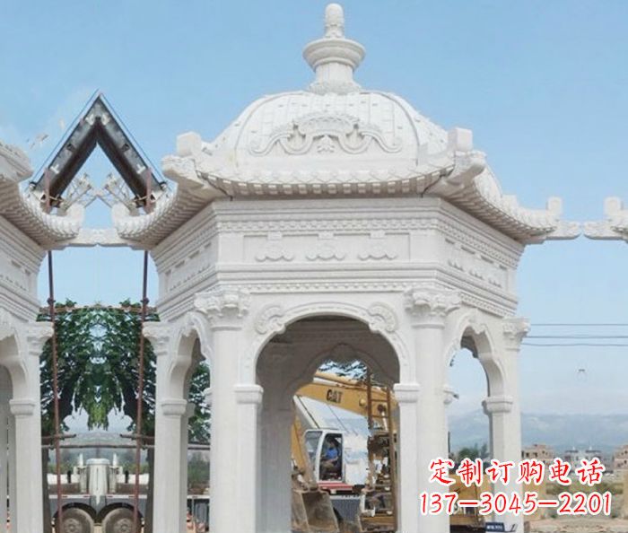 长春别墅景观欧式石雕凉亭