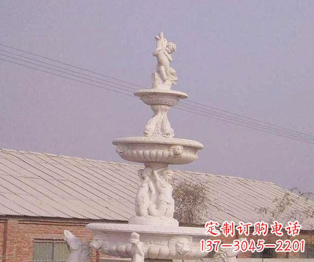 长春别墅景观天使喷泉石雕 (2)