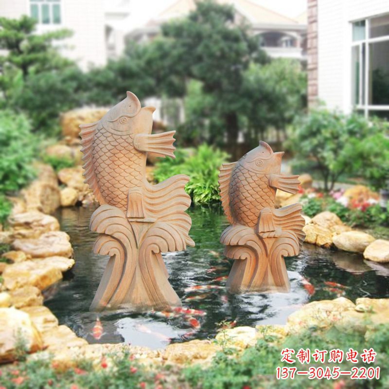 长春别墅庭院吉祥招财石雕鱼喷泉雕塑