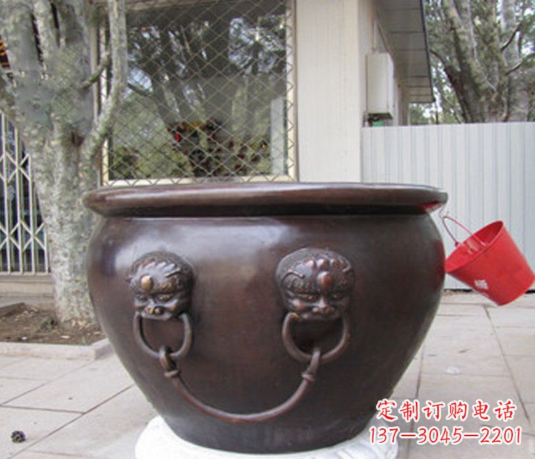 长春招财进宝水缸铜雕塑摆件