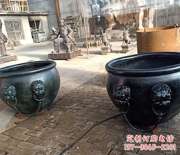 长春别墅招财水缸铜雕塑摆件 (3)