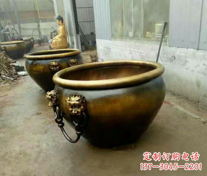 长春别墅招财水缸铜雕塑摆件 (4)