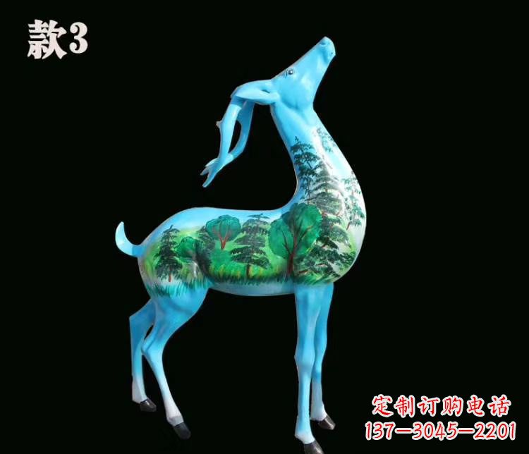 长春玻璃钢彩绘艺术小鹿雕塑精美的艺术品