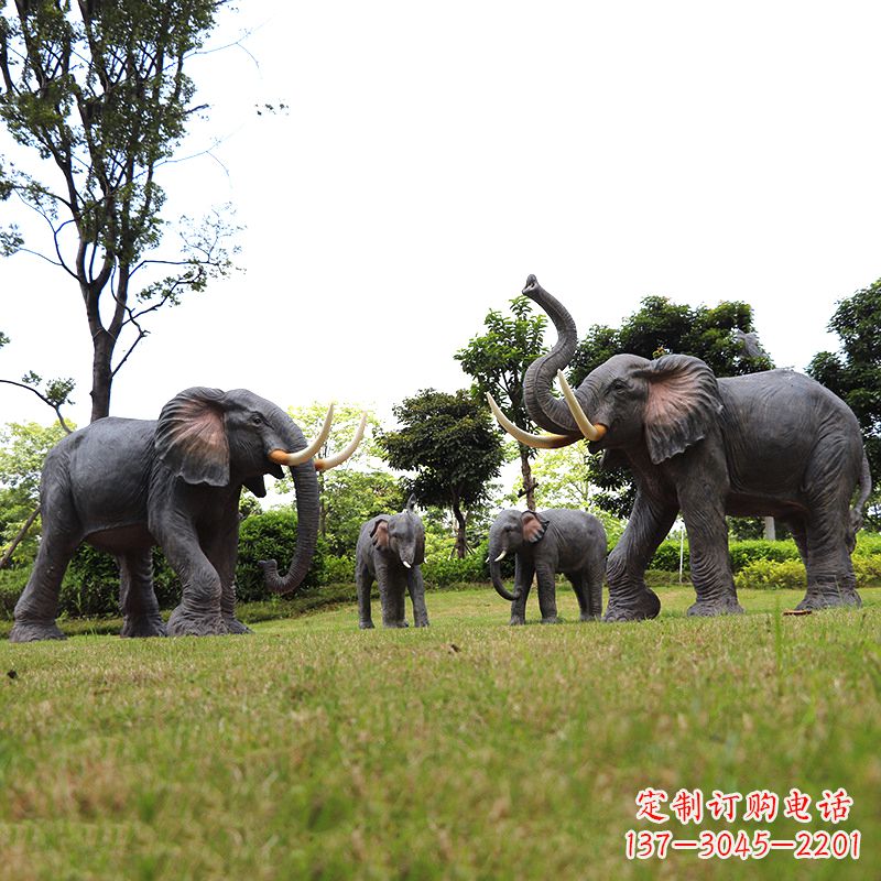 长春玻璃钢大象雕塑传承古老文化,点缀园林景观