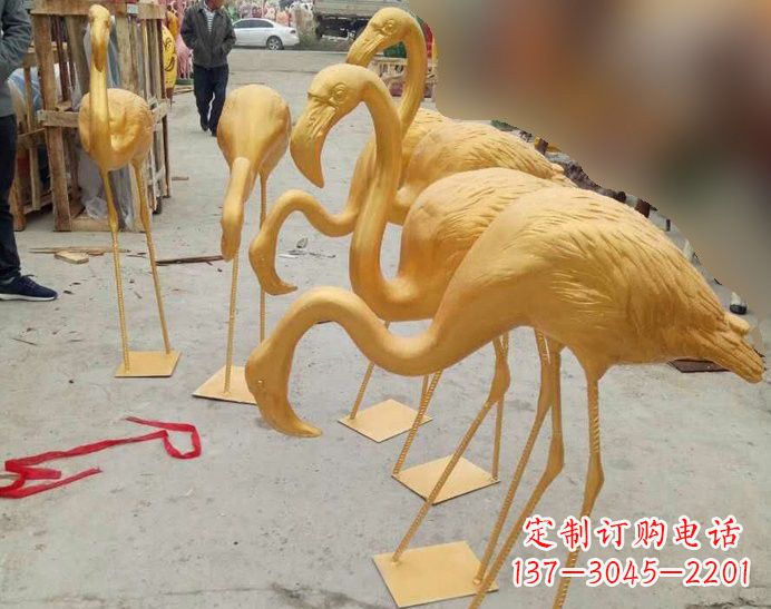 长春玻璃钢仿铜火烈鸟雕塑