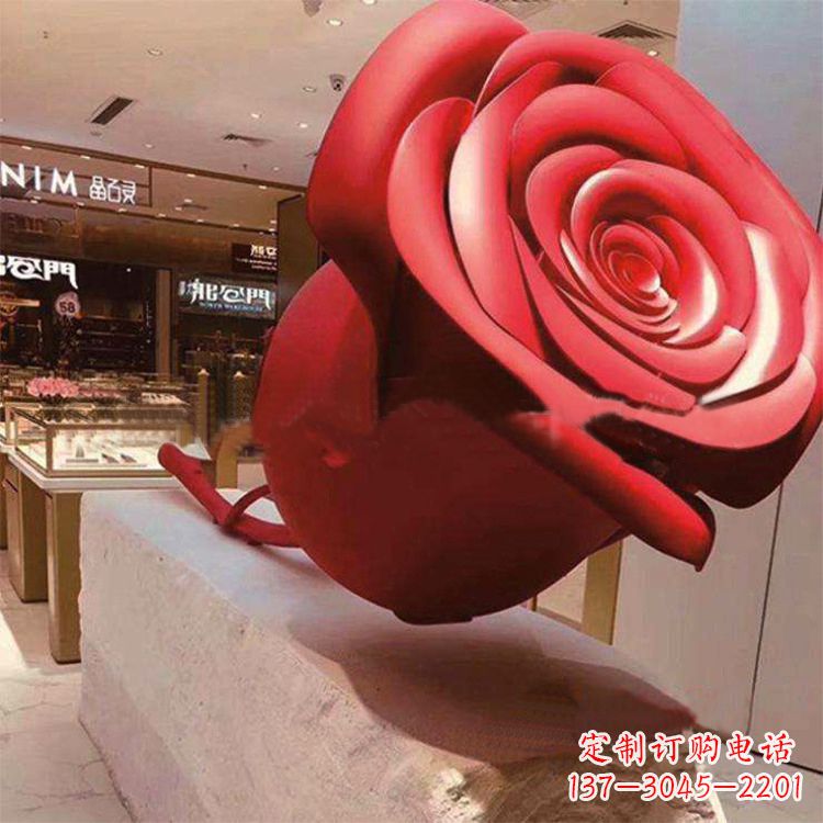 长春玻璃钢仿真玫瑰花雕塑摆件