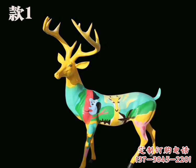 长春玻璃钢仿真梅花鹿雕塑