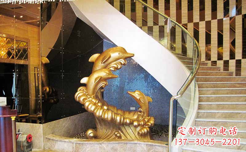 长春玻璃钢海豚雕塑精美的艺术精品