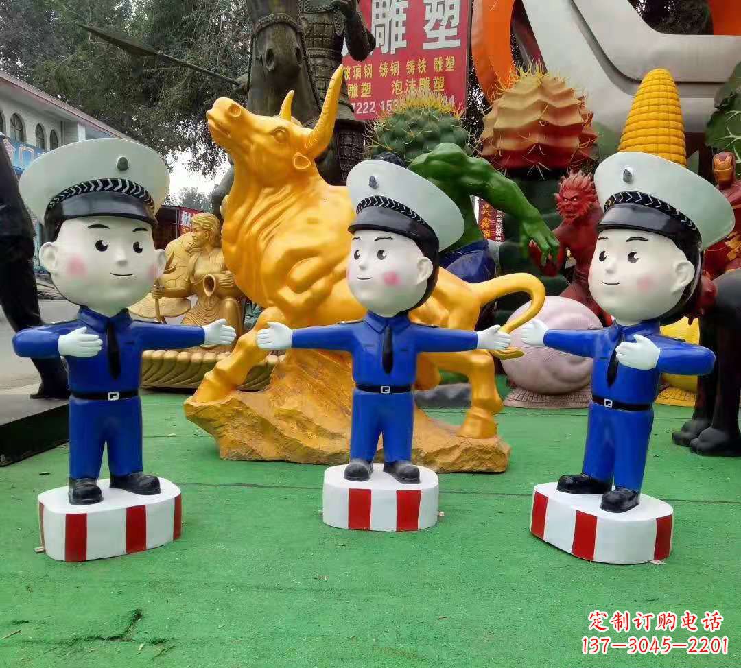 长春玻璃钢制作的交通警察雕塑