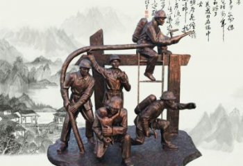 长春玻璃钢仿铜消防员雕塑传承英雄豪情