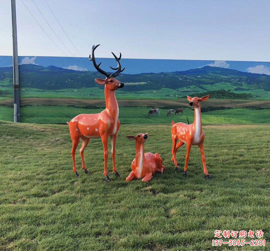 长春玻璃钢鹿群雕塑