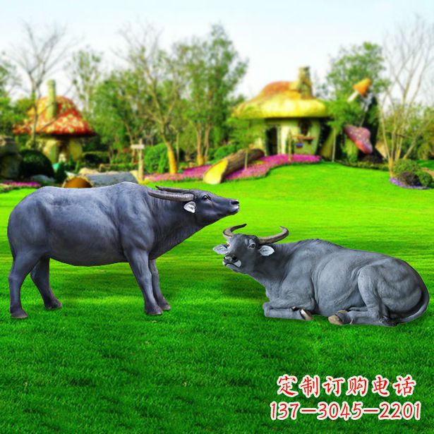 长春玻璃钢水牛雕塑,复古农家院情怀