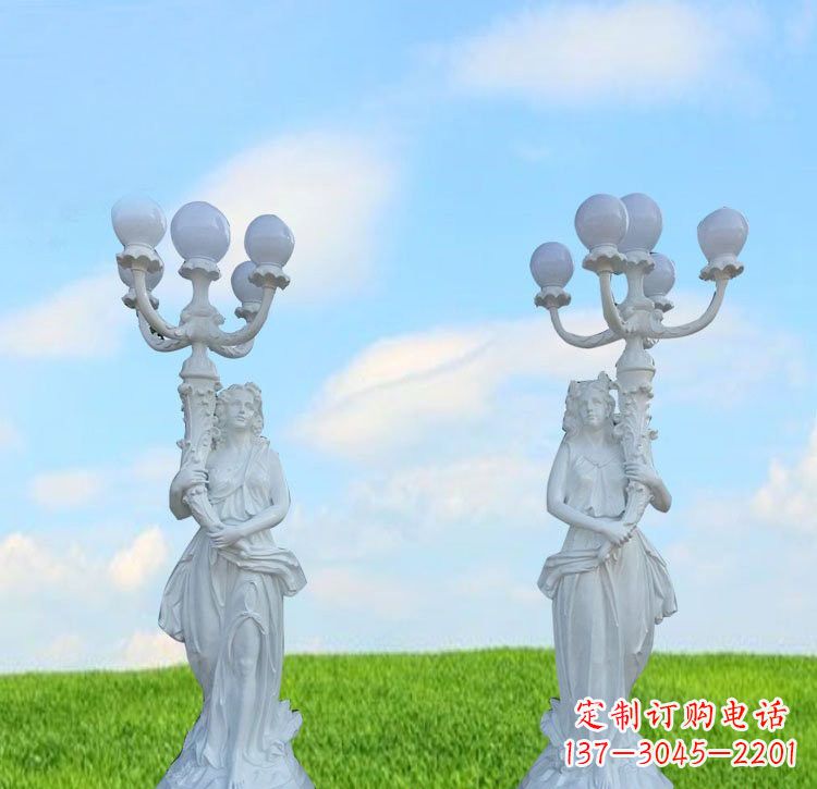 长春美女雕塑玻璃钢西方美女路灯的艺术精髓