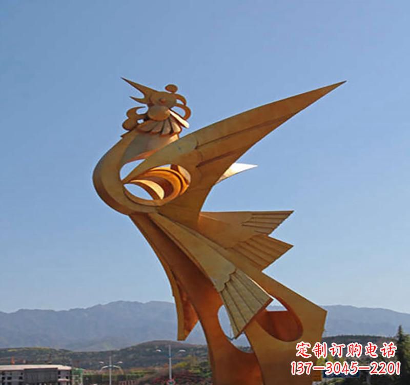 长春不锈钢凤凰雕塑传承瑞雪兆丰年