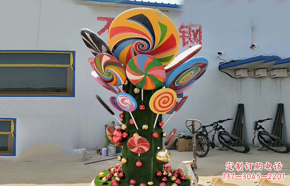 长春不锈钢彩色棒棒糖雕塑艺术与景观的完美结合