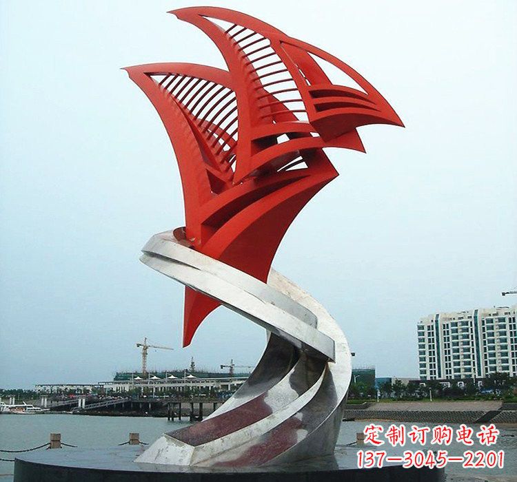 长春不锈钢彩色帆船雕塑