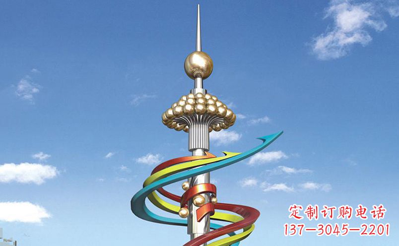 长春不锈钢飘带彩色雕塑——缤纷空间的艺术美学