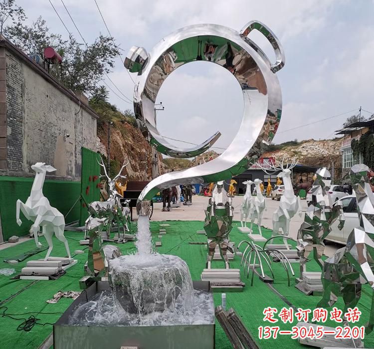 长春不锈钢茶壶雕塑精致美观的艺术品