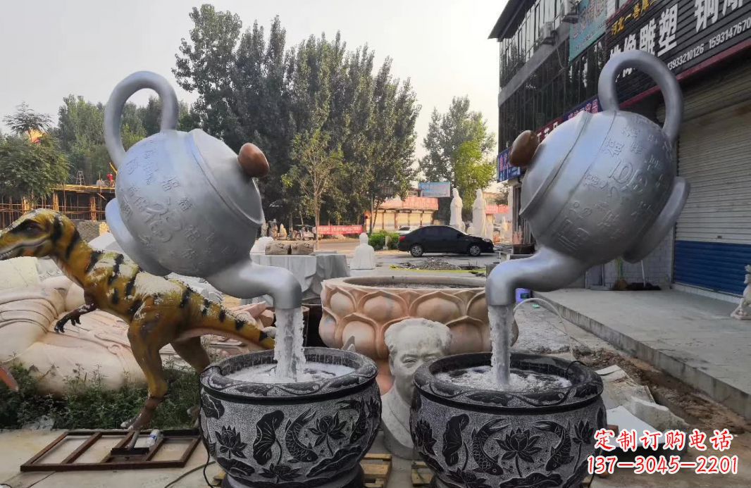 长春不锈钢茶壶喷泉雕塑精致而又高雅