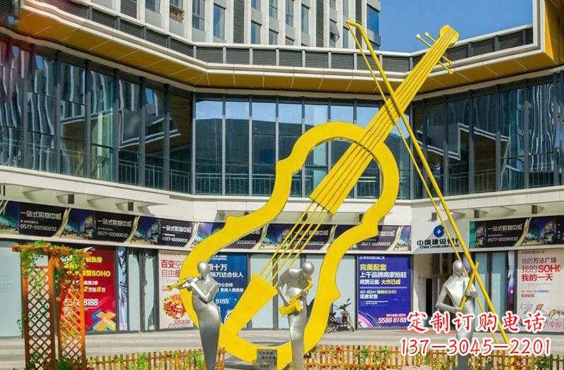 长春不锈钢大提琴雕塑美的融合