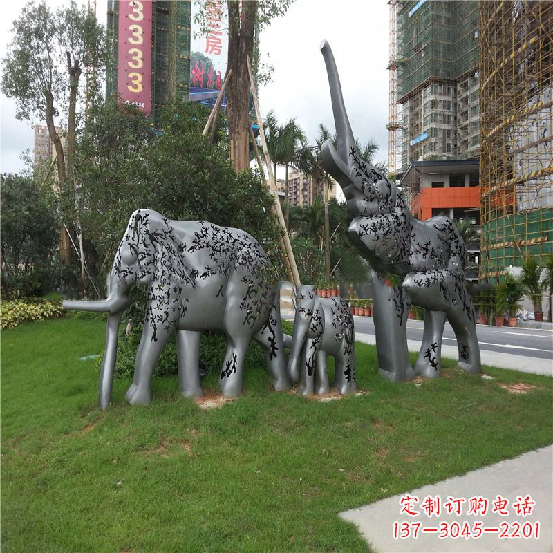 长春不锈钢大象雕塑小区园林的精美装饰