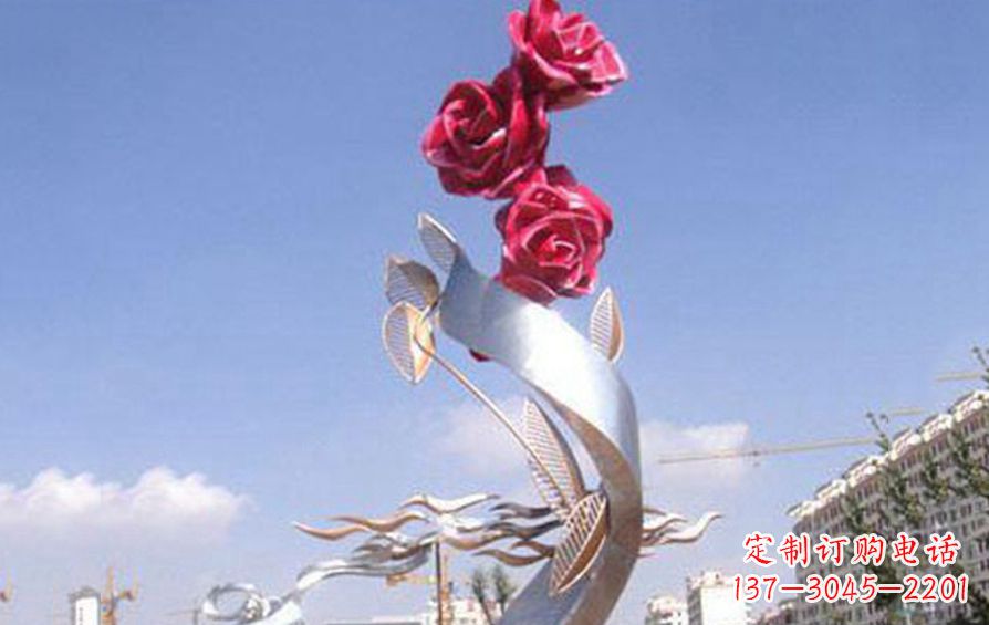 长春精美不锈钢玫瑰雕塑
