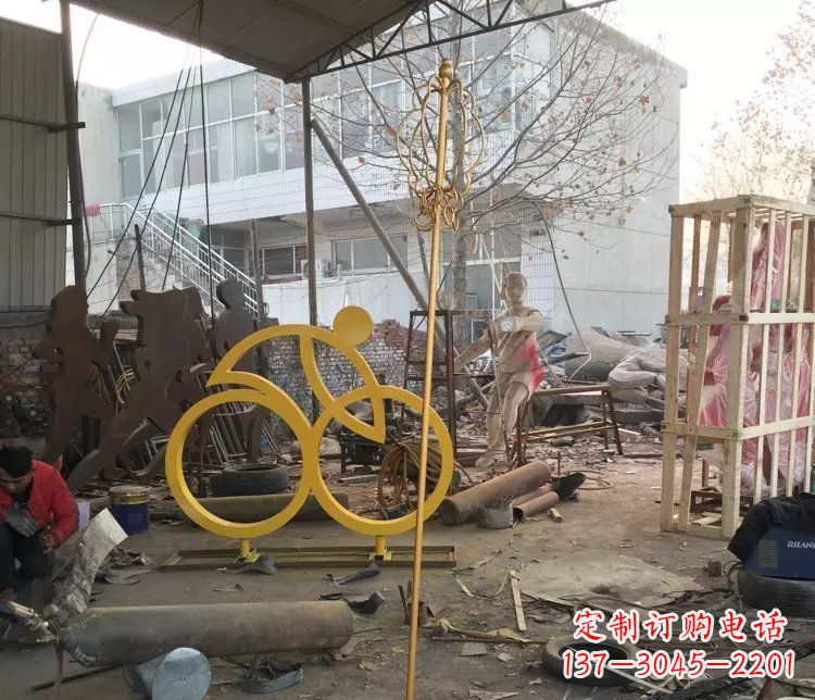 长春不锈钢自行车雕塑——象征着健康、积极的生活方式