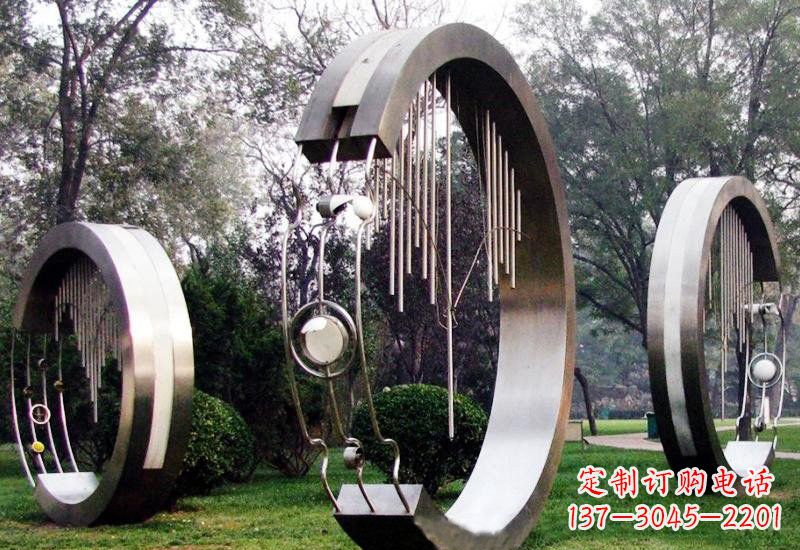 长春不锈钢圆环雕塑——聆听之美