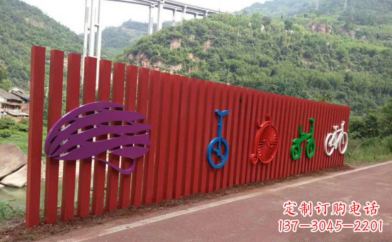 长春不锈钢自行车雕塑点缀公园景观