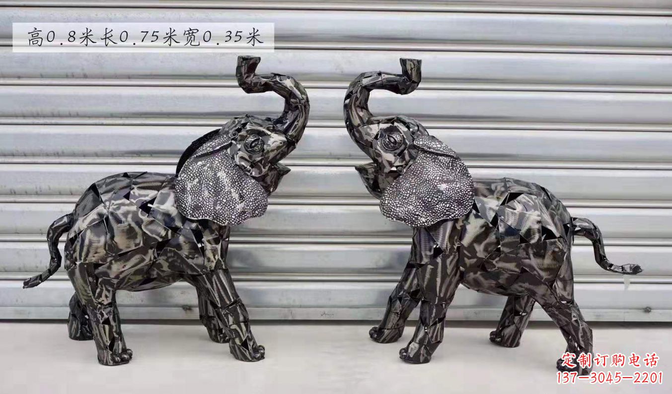 长春不锈钢大象雕塑精美的摆件装饰