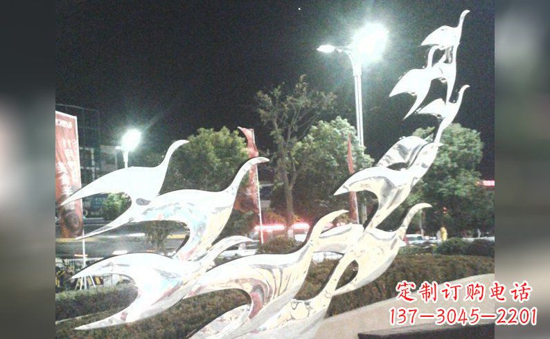 长春不锈钢大雁雕塑——灿烂的翱翔
