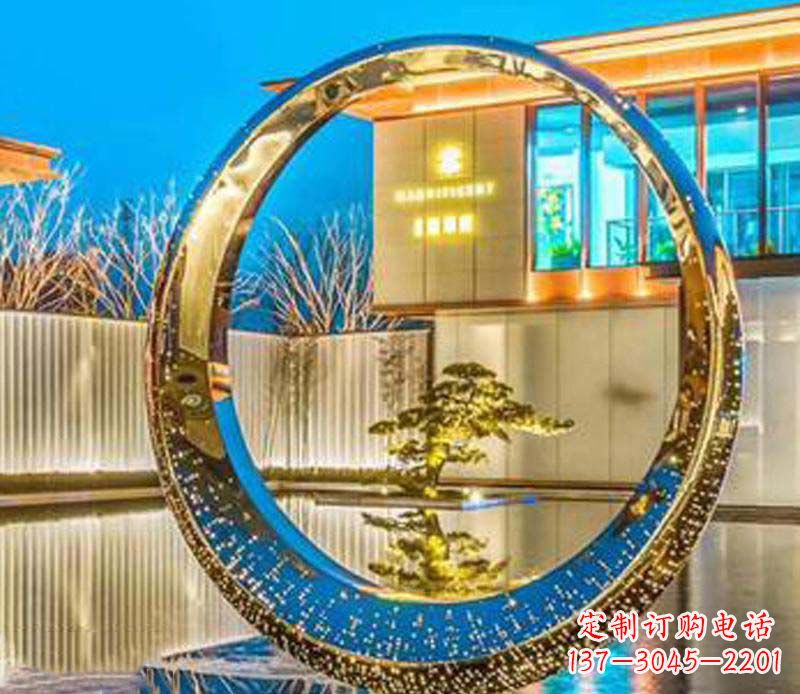长春精美不锈钢灯饰圆环雕塑