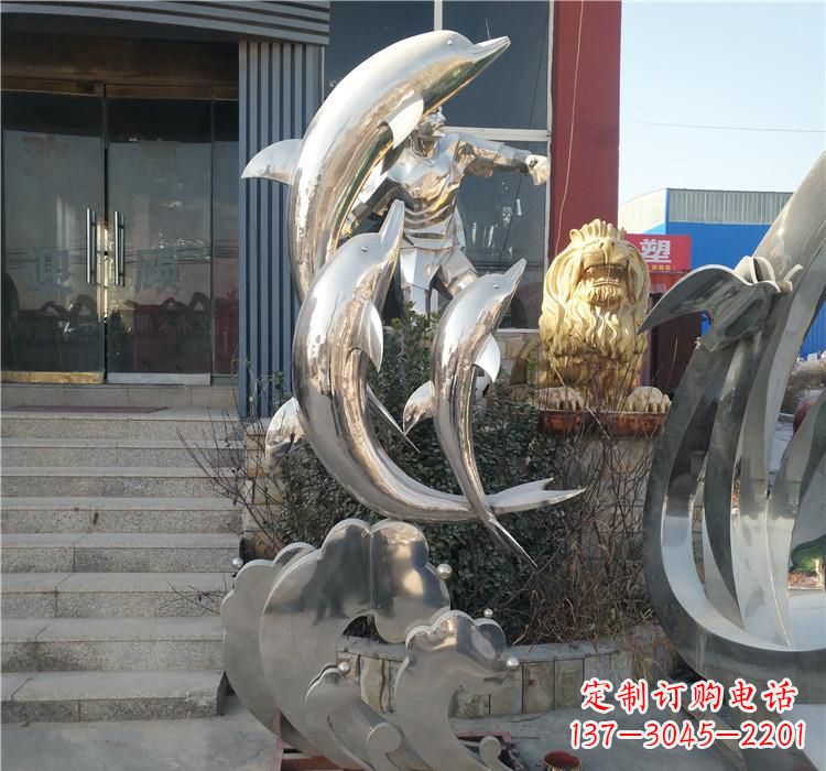 长春不锈钢海豚雕塑——精美外观，传递环保理念
