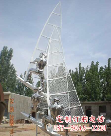 长春海上航行不锈钢帆船雕塑