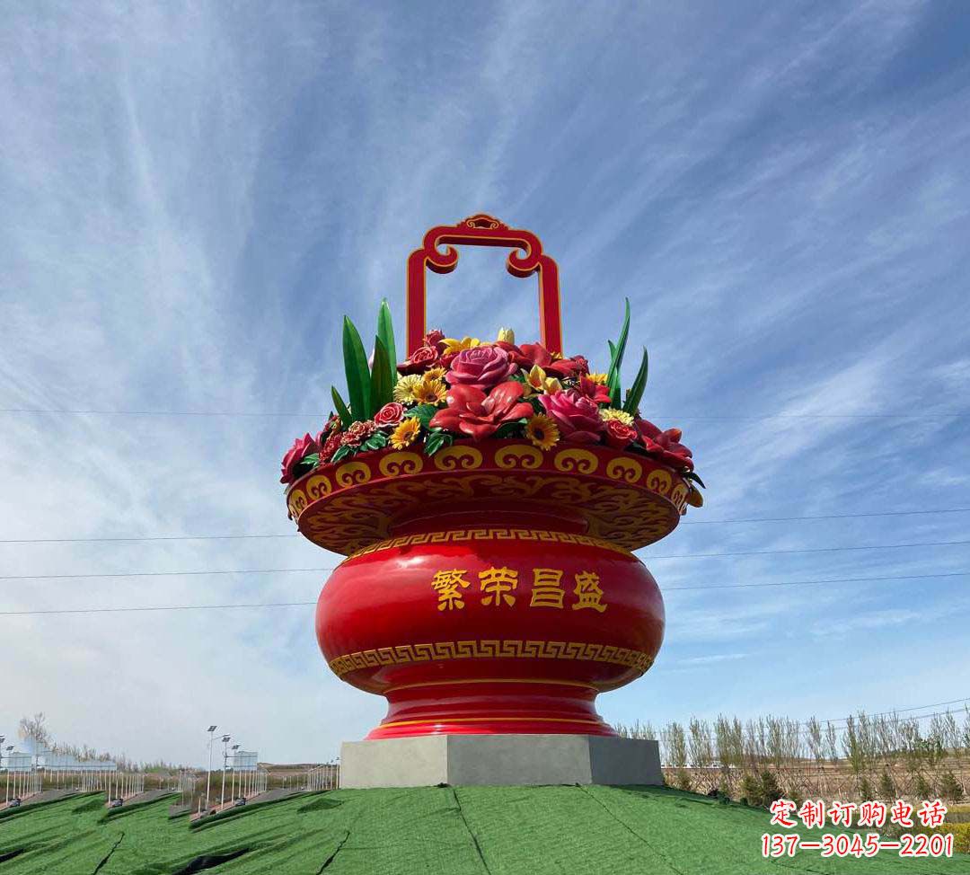 长春不锈钢花篮雕塑象征繁荣昌盛