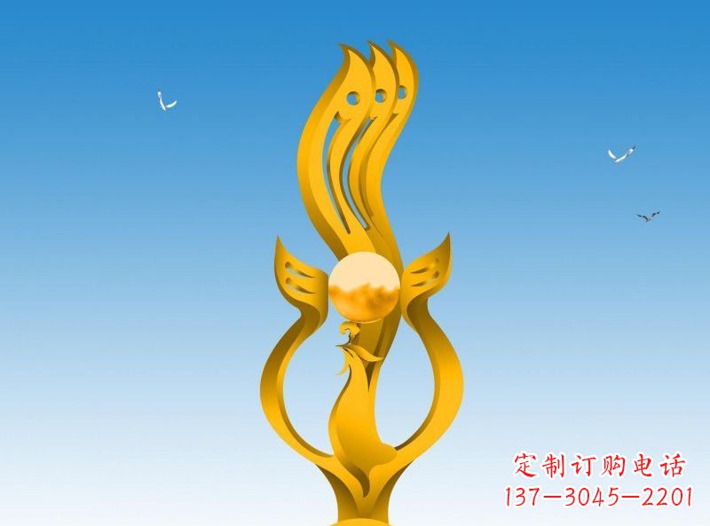 长春不锈钢凤凰雕塑灿烂外形,精美艺术