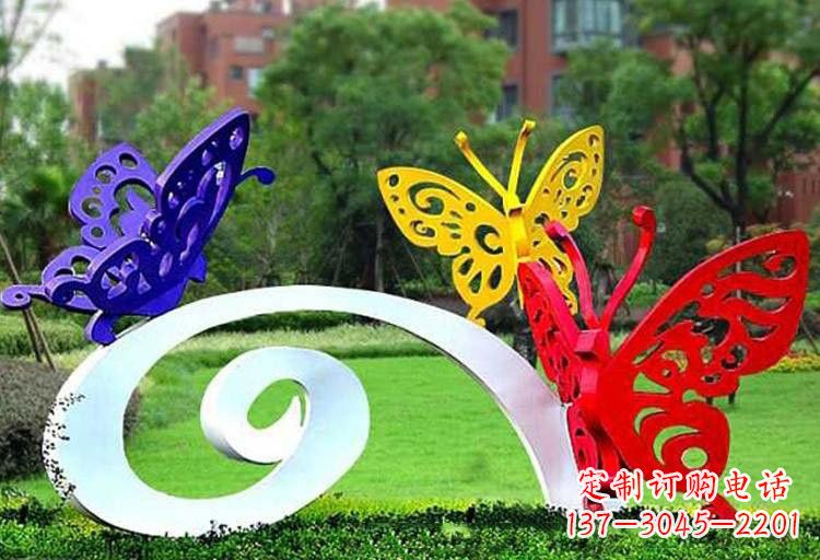 长春彩色蝴蝶雕塑,点亮不锈钢公园