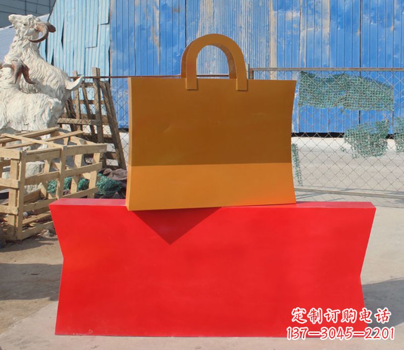 长春精美不锈钢购物袋雕塑
