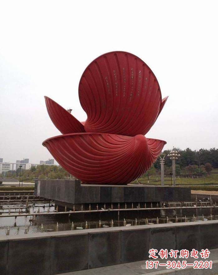 长春不锈钢贝壳喷泉雕塑——海洋之美无限