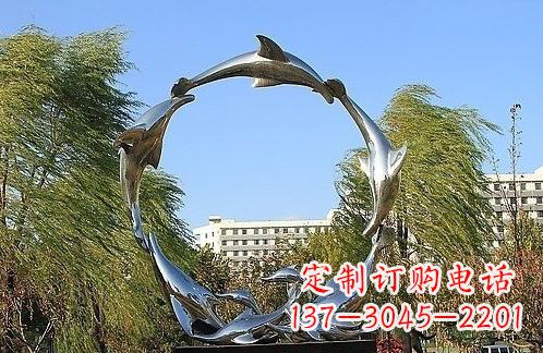 长春不锈钢海豚雕塑美的化身