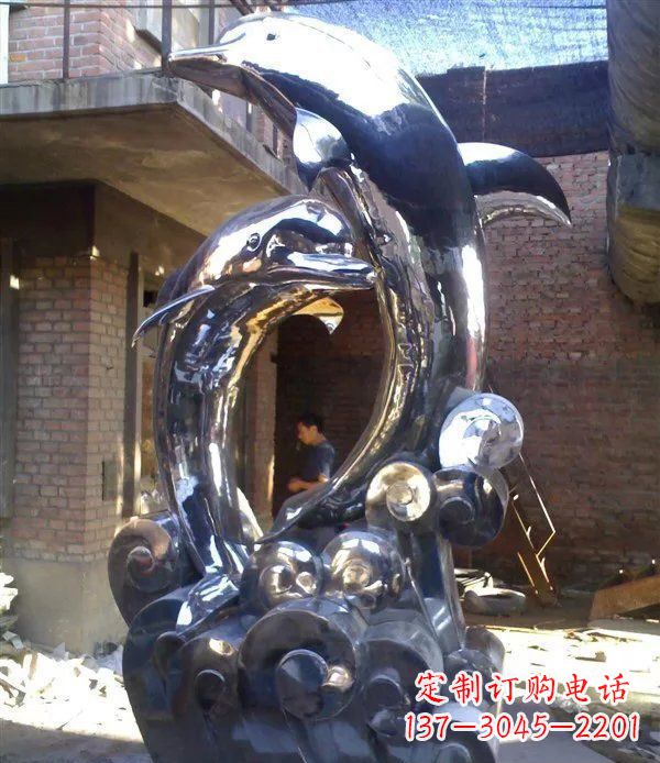 长春不锈钢海豚美观动态的雕塑
