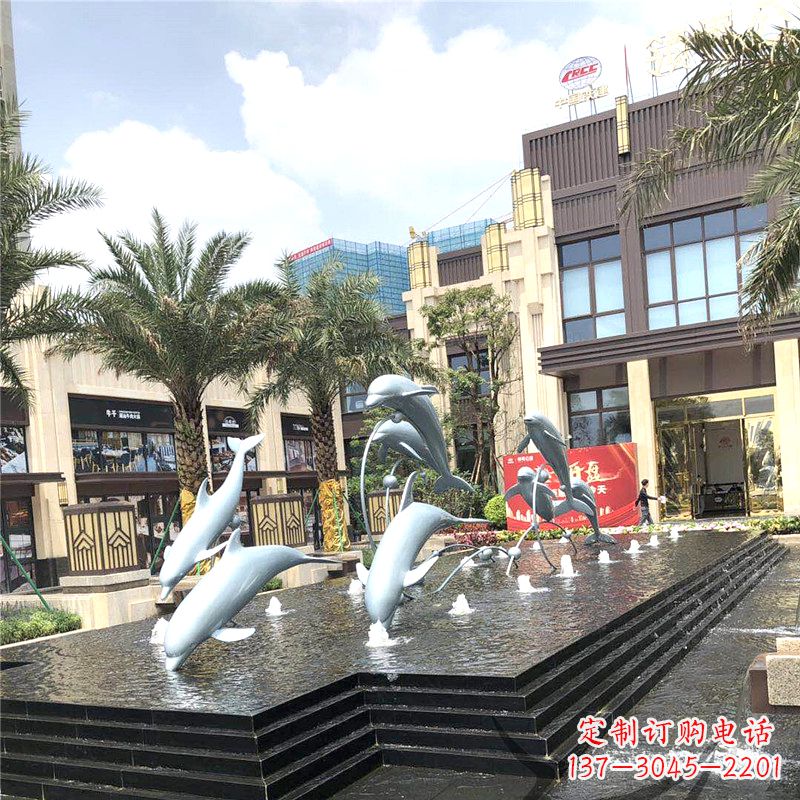 长春精美海豚喷泉，点缀城市企业街道