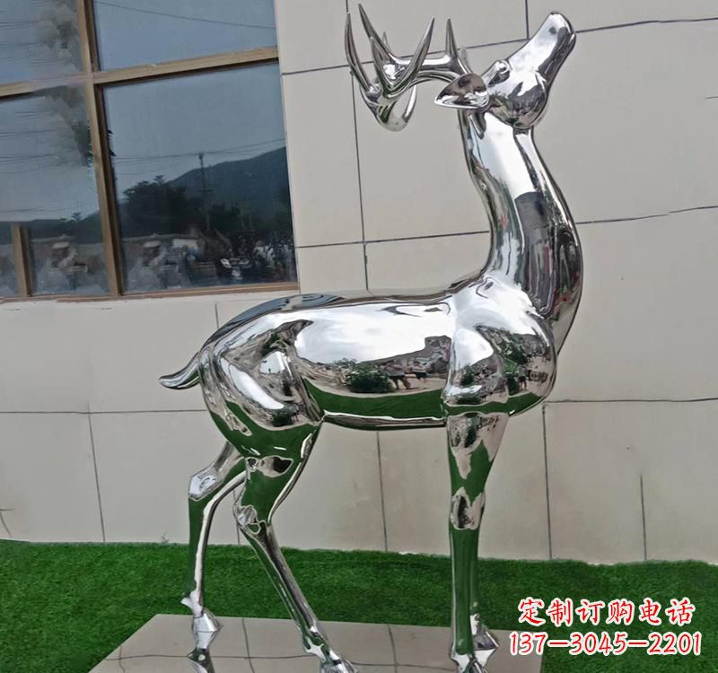 长春不锈钢户外动物鹿雕塑精致大气的艺术品